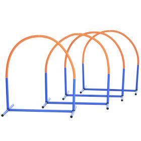4 Piece Dog Agility Course for Senior Dogs with Carry Bag Outdoor Use Blue