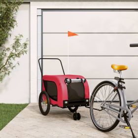 Pet Bike Trailer Red and Black Oxford fabric, iron, PVC Small