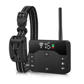 2 In 1 Wireless Electric Dog Fence Waterproof Pet Shock Boundary Containment System Electric Training Collar For Small Medium Large Dogs (Option: Black)